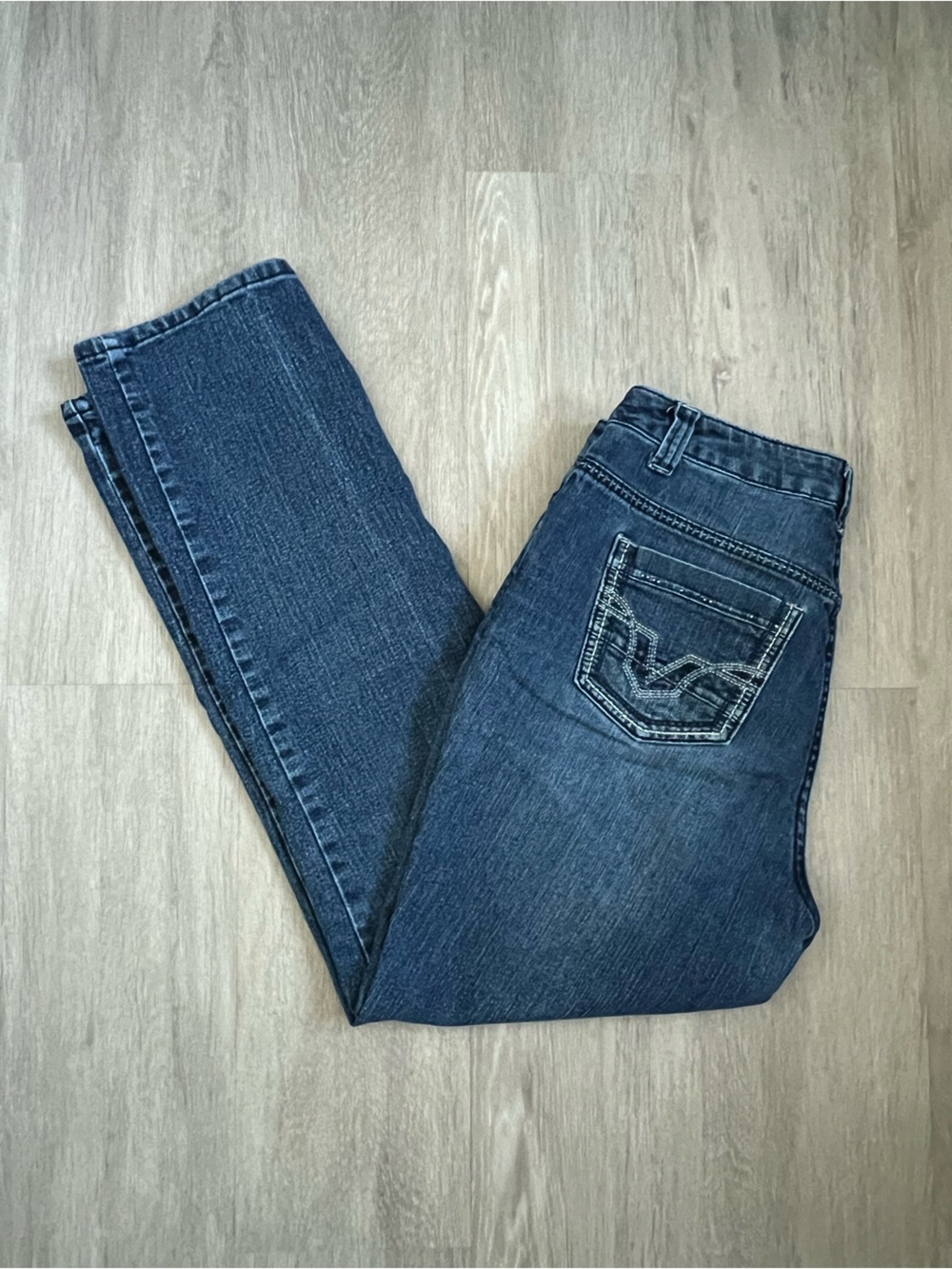 Christopher & Banks Signature Slimming embellishment tapered Blue Jeans 10